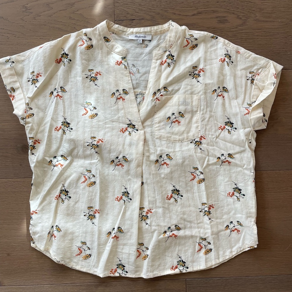 Madewell Cream Floral Blouse XXS